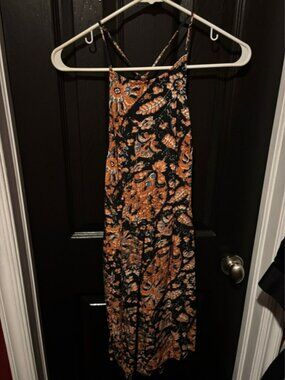 Abercrombie & Fitch Black Maxi Dress with Orange Floral Print